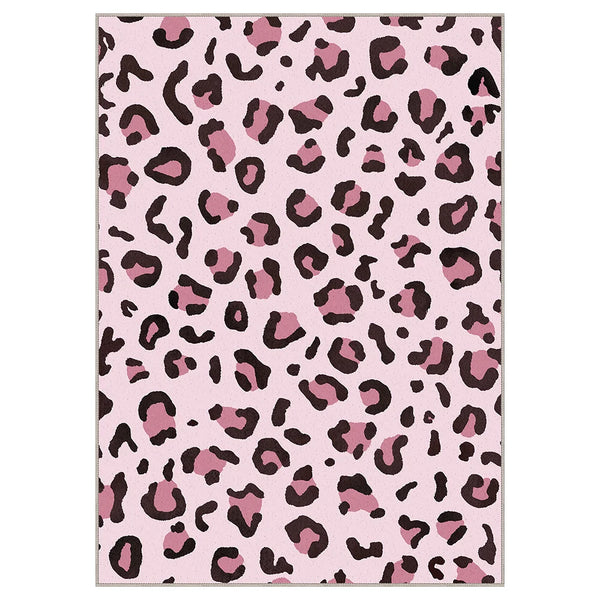 Savine Washable Morden Leopard Print Pink Rug