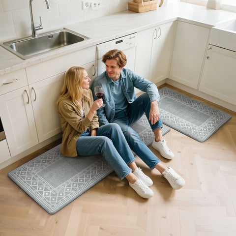 GENIMO 2Pcs Anti Fatigue Padded Kitchen Mat Non Slip Washable Runner Rug for Sink