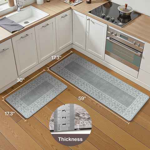 GENIMO 2Pcs Anti Fatigue Padded Kitchen Mat Non Slip Washable Runner Rug for Sink