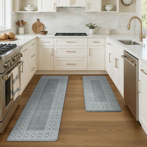 GENIMO 2Pcs Anti Fatigue Padded Kitchen Mat Non Slip Washable Runner Rug for Sink