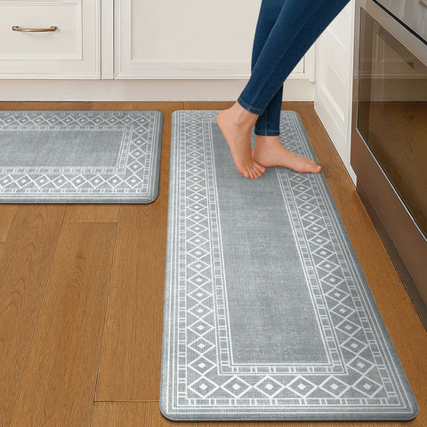 GENIMO 2Pcs Anti Fatigue Padded Kitchen Mat Non Slip Washable Runner Rug for Sink