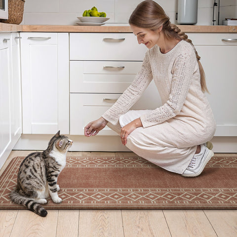 GENIMO 2Pcs Anti Fatigue Padded Kitchen Mat Non Slip Washable Runner Rug for Sink