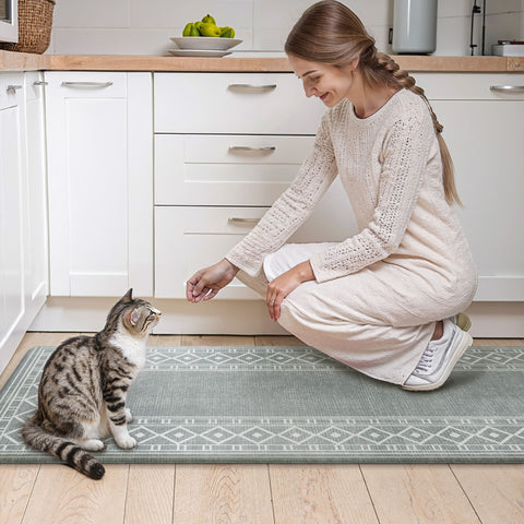 GENIMO 2Pcs Anti Fatigue Padded Kitchen Mat Non Slip Washable Runner Rug for Sink