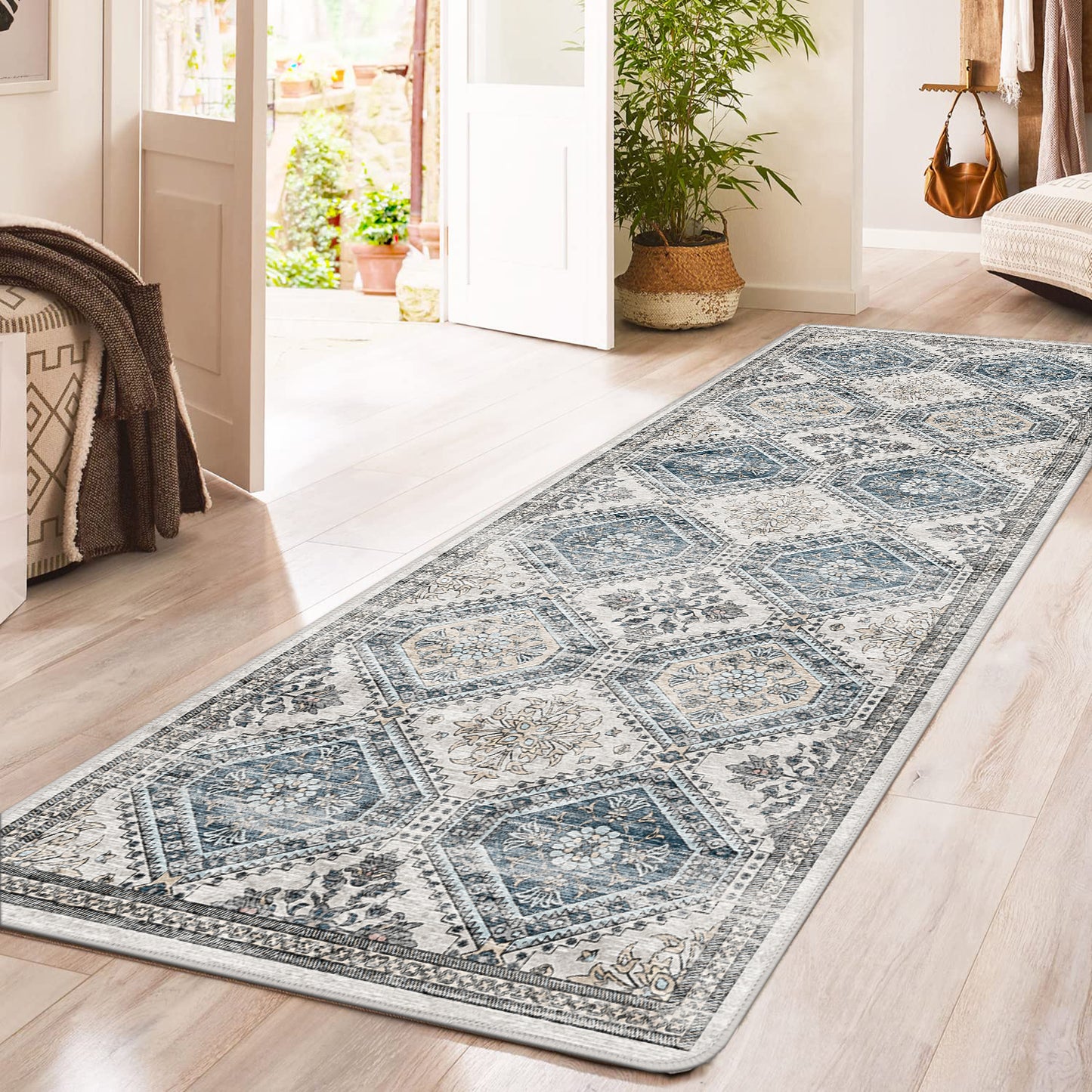 GENIMO Area Rugs, Non Slip Machine Washable Indoor Rug, Low Pile Chenille Print Mat for Entrance, Bedroom, Hallway, Living room Kitchen and Bathroom