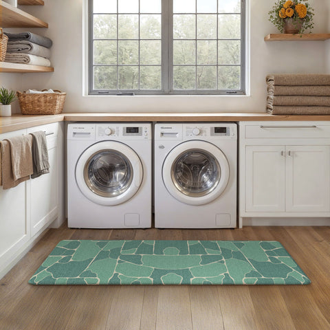 GENIMO 2Pcs Anti Fatigue Cushioned Kitchen Sink Mat Non Slip Washable Runner Rug in Geometry