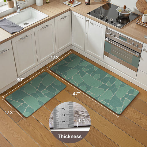 GENIMO 2Pcs Anti Fatigue Cushioned Kitchen Sink Mat Non Slip Washable Runner Rug in Geometry