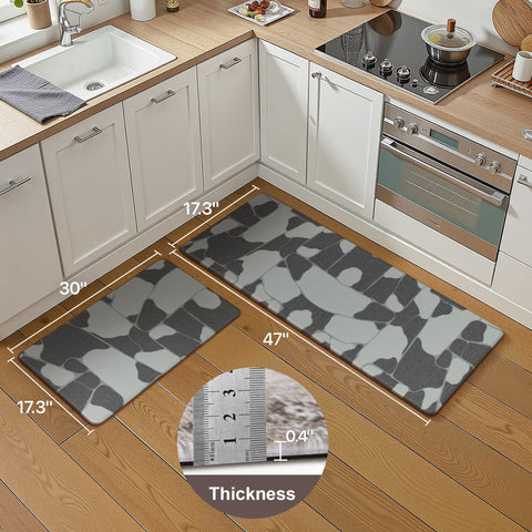 GENIMO 2Pcs Anti Fatigue Cushioned Kitchen Sink Mat Non Slip Washable Runner Rug in Geometry