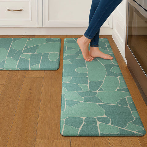 GENIMO 2Pcs Anti Fatigue Cushioned Kitchen Sink Mat Non Slip Washable Runner Rug in Geometry