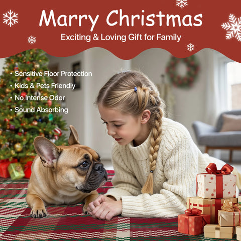 Valence Christmas Washable Classic Checkerboard Belgian Velvet Rug Colorful