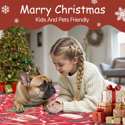 Oriana Christmas Washable Red Belgian Velvet Rug
