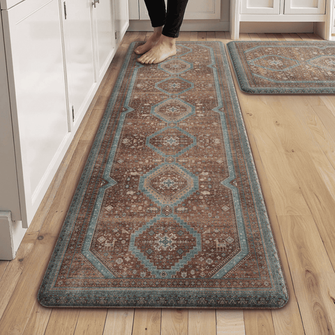 GENIMO 2Pcs Anti Fatigue Cushioned Kitchen Mats for Floor Oriental Washable Runner Rug