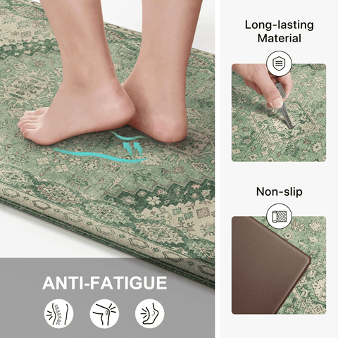 GENIMO 2Pcs Anti Fatigue Padded Kitchen Floor Mat Non Slip Washable Runner Rug for Sink in Persian