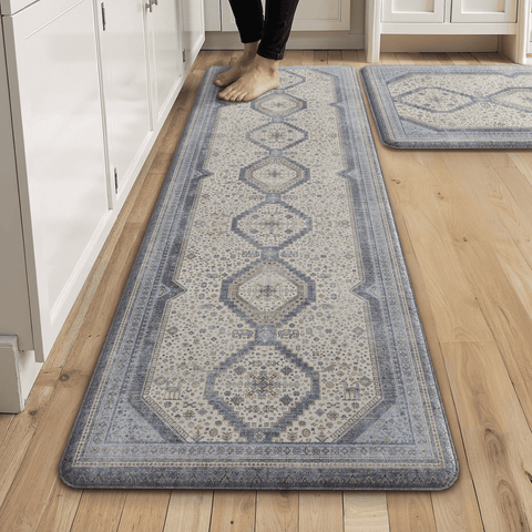 GENIMO 2Pcs Anti Fatigue Cushioned Kitchen Mats for Floor Oriental Washable Runner Rug