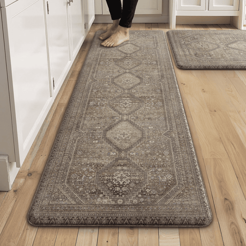 GENIMO 2Pcs Anti Fatigue Cushioned Kitchen Mats for Floor Oriental Washable Runner Rug