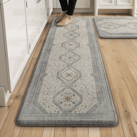 GENIMO 2Pcs Anti Fatigue Cushioned Kitchen Mats for Floor Oriental Washable Runner Rug