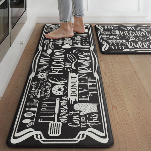 GENINO  2PCS Cushioned Anti Fatigue Kitchen Mats for Floor Non Slip Washable Runner Rugs