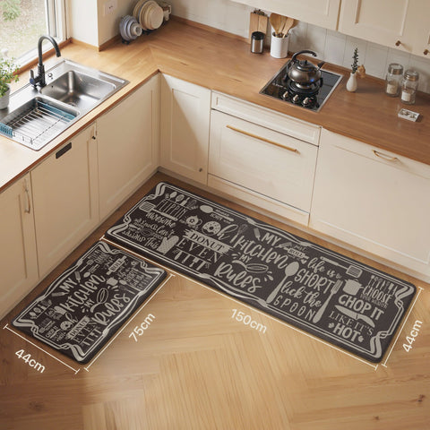 GENINO  2PCS Cushioned Anti Fatigue Kitchen Mats for Floor Non Slip Washable Runner Rugs
