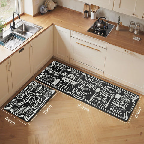 GENINO  2PCS Cushioned Anti Fatigue Kitchen Mats for Floor Non Slip Washable Runner Rugs