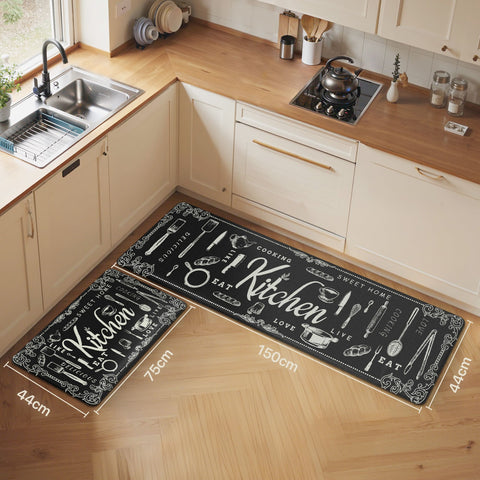 GENINO 2PCS Cushioned Anti Fatigue Runner Rugs Non Slip Washable Kitchen Mats for Floor