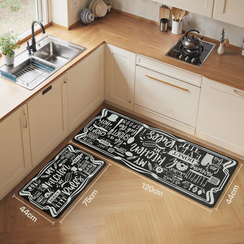 GENINO  2PCS Cushioned Anti Fatigue Kitchen Mats for Floor Non Slip Washable Runner Rugs