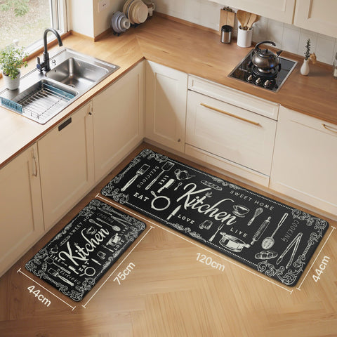GENINO 2PCS Cushioned Anti Fatigue Runner Rugs Non Slip Washable Kitchen Mats for Floor