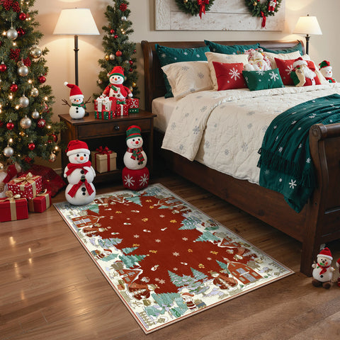 Haven Christmas Tree Machine Washable Red Rug
