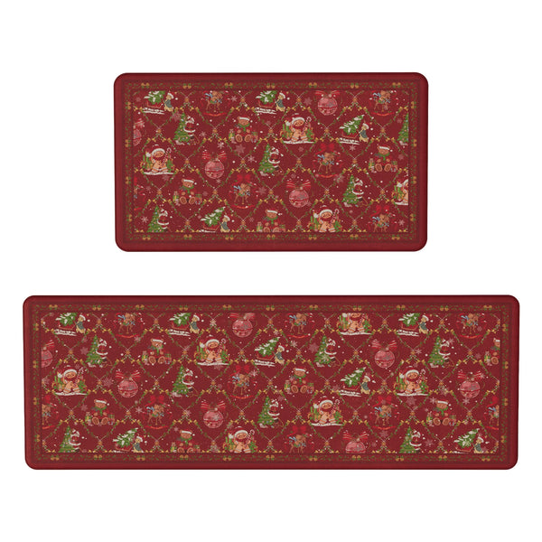 Aveline Christamas Santa Padded Anti Fatigue Kitchen Mat 2pcs