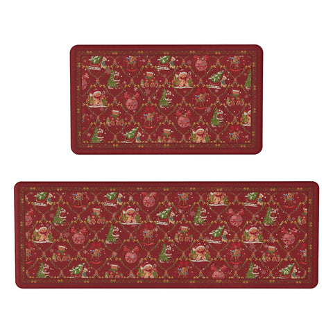Aveline Christamas Santa Padded Anti Fatigue Kitchen Mat 2pcs