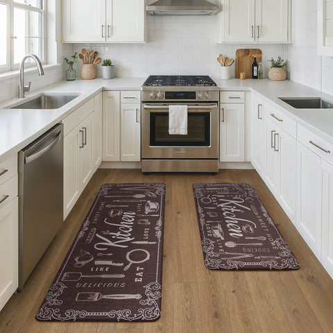 GENINO 2PCS Cushioned Anti Fatigue Runner Rugs Non Slip Washable Kitchen Mats for Floor