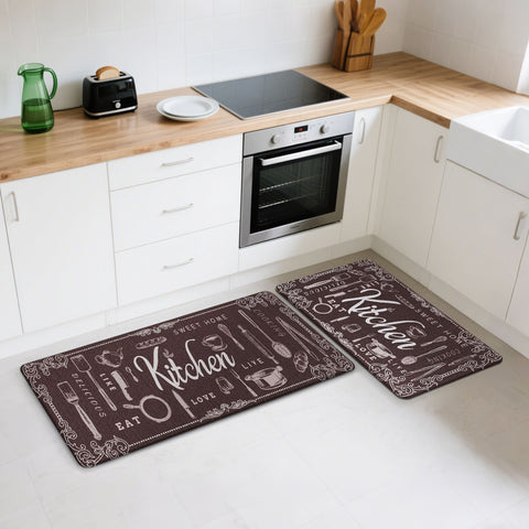 GENINO 2PCS Cushioned Anti Fatigue Runner Rugs Non Slip Washable Kitchen Mats for Floor