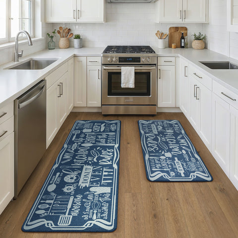 GENINO  2PCS Cushioned Anti Fatigue Kitchen Mats for Floor Non Slip Washable Runner Rugs