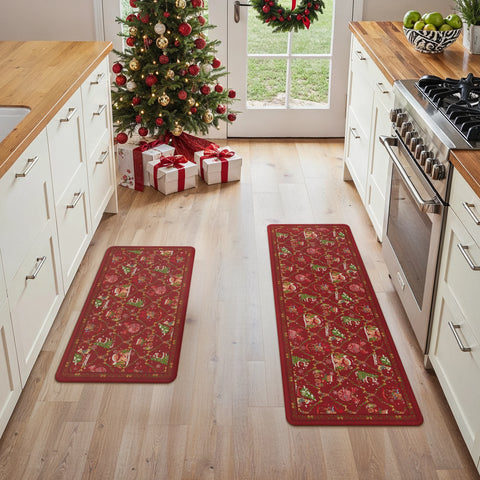Aveline Christamas Santa Padded Anti Fatigue Kitchen Mat 2pcs