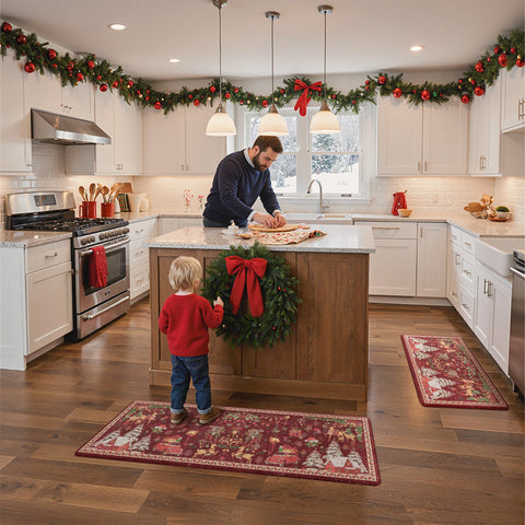 Glint Christmas Padded Anti Fatigue Kitchen Mat 2pcs