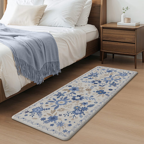 GENIMO 2Pcs Anti Fatigue Padded Kitchen Mats for Floor Floral Printed Washable Runner Rugs