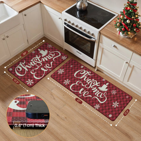 Orielle Christmas Candle Padded Anti Fatique Red Kitchen Mat 2pcs