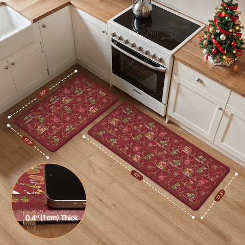 Aveline Christamas Santa Padded Anti Fatigue Kitchen Mat 2pcs