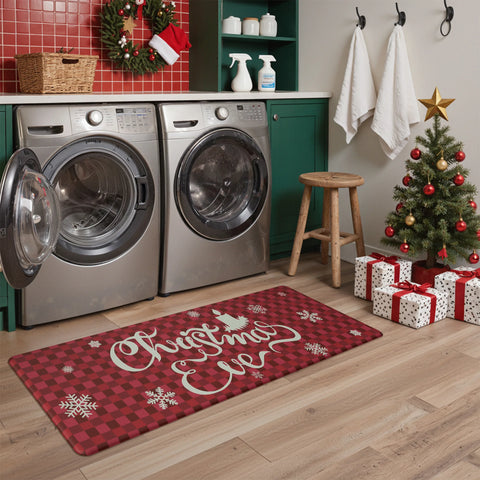 Orielle Christmas Candle Padded Anti Fatique Red Kitchen Mat 2pcs