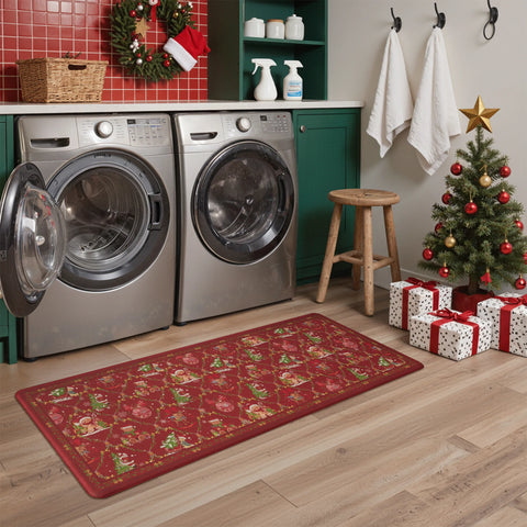 Aveline Christamas Santa Padded Anti Fatigue Kitchen Mat 2pcs