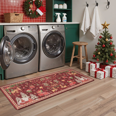 Glint Christmas Padded Anti Fatigue Kitchen Mat 2pcs