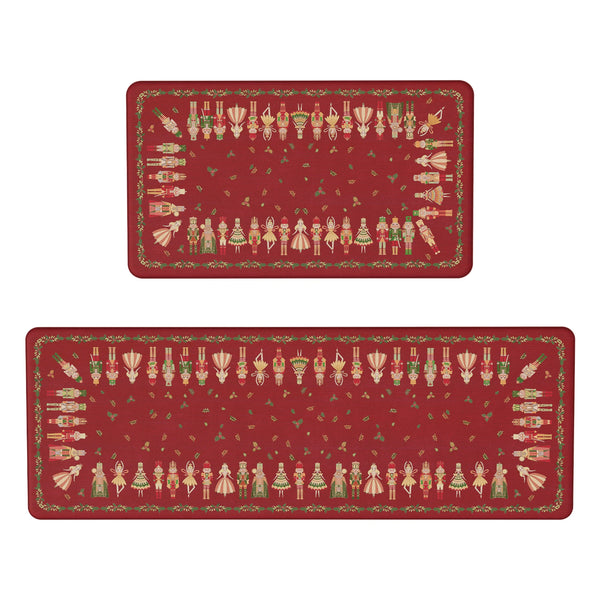 Alaric Christmas Anti Fatique Red Kitchen Mat with Prince and Princess 2pcs