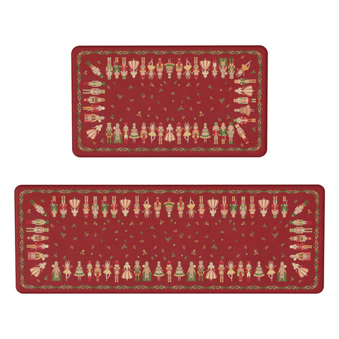 Alaric Christmas Anti Fatique Red Kitchen Mat with Prince and Princess 2pcs