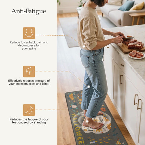 GENINO Cushioned Anti Fatigue Kitchen Mats for Floor 2PCS Waterproof Runner Rugs for Halloween