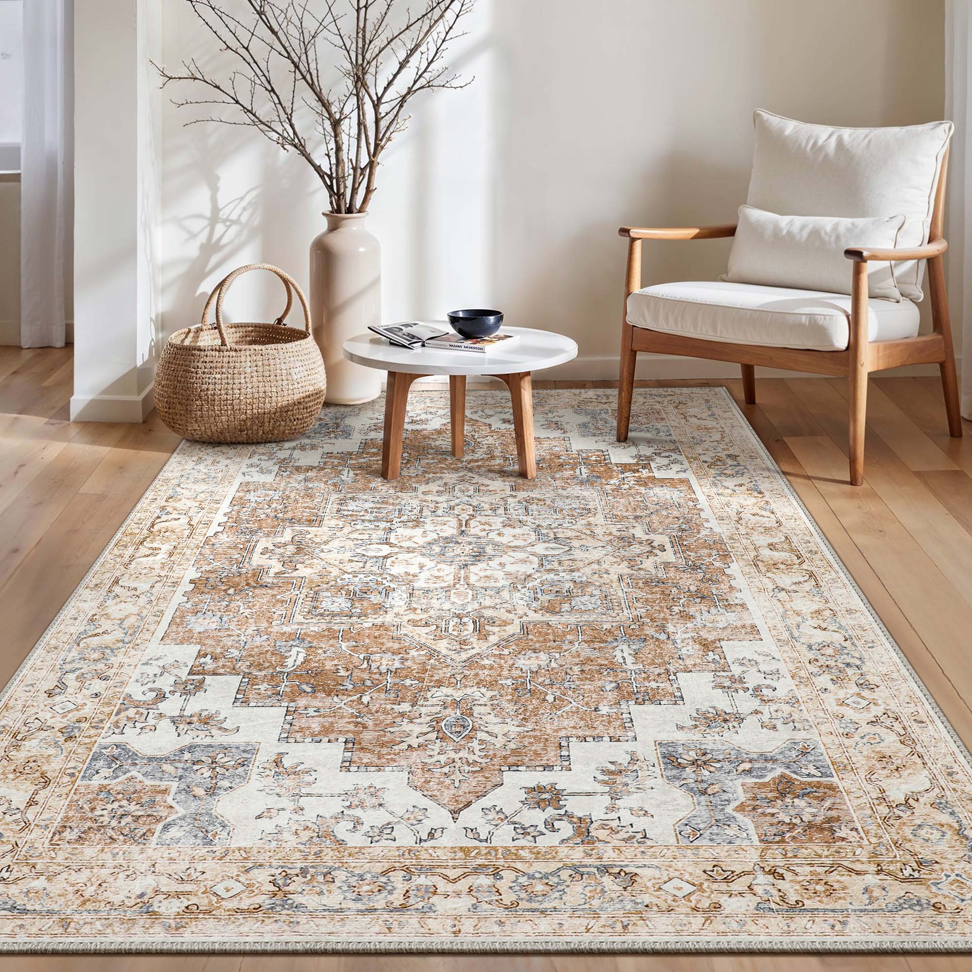 GENIMO Machine Washable Rugs Non Slip Carpet with Gripper AR1005