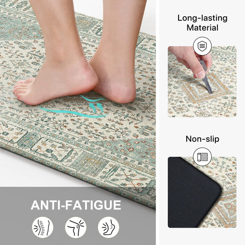 GENIMO 2Pcs Anti Fatigue Padded Kitchen Mats for Floor Oriental Washable Runner Rug