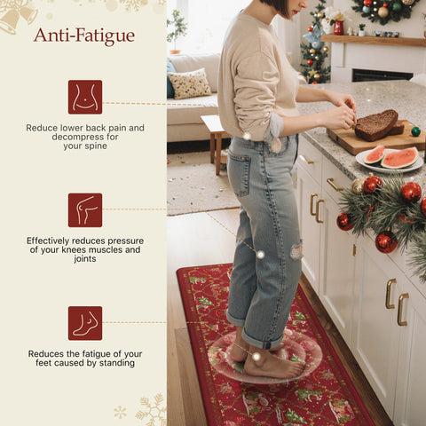 Aveline Christamas Santa Padded Anti Fatigue Kitchen Mat 2pcs