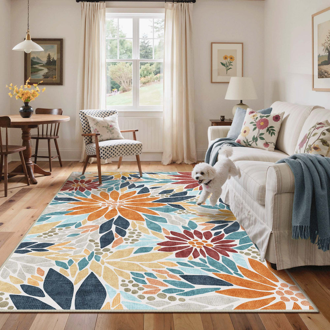 Solara Blooming Floral Waterproof Outdoor Rug | GENIMO