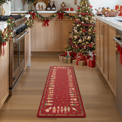 Alaric Christmas Anti Fatique Red Kitchen Mat with Prince and Princess 2pcs