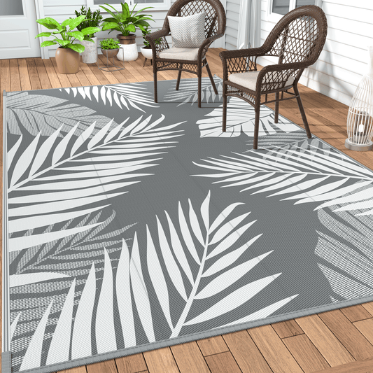 GENIMO Outdoor Rug Waterproof for Patios Clearance, Reversible Outdoor Plastic Straw Camping Rug Carpet, Large Area Rugs Mats for RV, Picnic, Backyard, Deck, Balcony, Porch, Beach