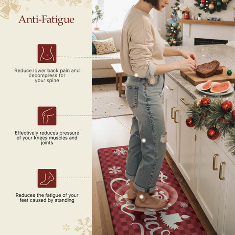 Orielle Christmas Candle Padded Anti Fatique Red Kitchen Mat 2pcs