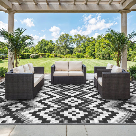 GENIMO Diamond Geometric Print Double Sided Waterproof Outdoor Rug